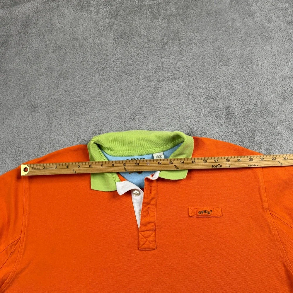 Orvis Mens XL Orange Pique Polo Shirt‎ Short Sleeve Contrast Collar EUC! Clean!